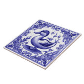 Blaue und weiße Ente Europäische Volkskunst Fliese (Seite)