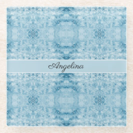 Blaue und weiße Feder, anpassbar Glasuntersetzer