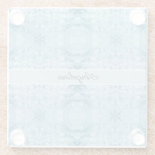 Blaue und weiße Feder, anpassbar Glasuntersetzer (Rückseite)