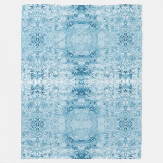 Blaue und weiße Federmuster Fleecedecke (Vorderseite)