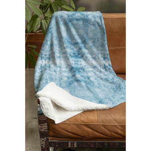 Blaue und weiße Federmuster Fleecedecke
