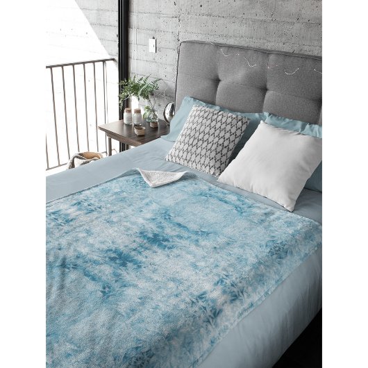 Blaue und weiße Federmuster Fleecedecke