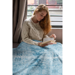 Blaue und weiße Federmuster Fleecedecke