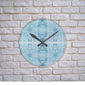 Blaue und weiße Federmuster Runde Wanduhr
