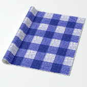 Blaue und weiße, fett karierte Karo-Design Geschenkpapier (Ungerollt)