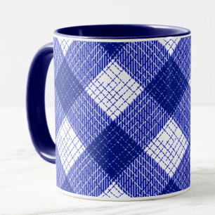 Blaue und weiße, fett karierte Karo-Design  Tasse