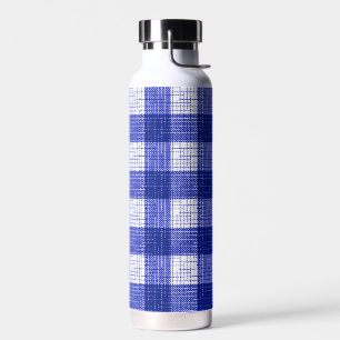 Blaue und weiße, fett karierte Karo-Design Trinkflasche