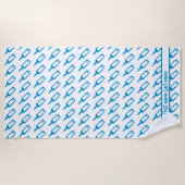 Blaue und weiße Flaschenmuster mit Ihrem Namen Strandtuch (Vorderseite)