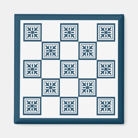Blaue und weiße Fliesen Magnet (Vorne)