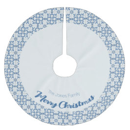 Blaue und weiße Fliesen mit holprigen Blätter und  Polyester Weihnachtsbaumdecke