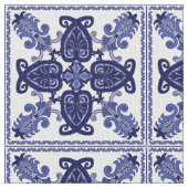 Blaue und weiße Fliesen Stoff (Nahaufnahme)