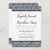 Blaue und weiße Fliesen zum Hochzeitsempfang Einladung (Vorne/Hinten)