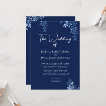 Blaue und Weiße Florale Hochzeitseinladung