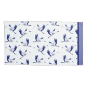 Blaue und weiße Flugkrane Kissenbezug (Rückseite-Rechts)