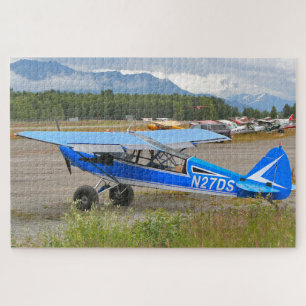 Blaue und weiße Flugzeuge, Lake Hood, Alaska Puzzle