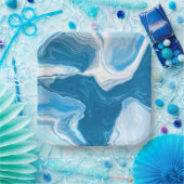 Blaue und weiße Flüssig-Kunstmarmor Pappteller (Party)