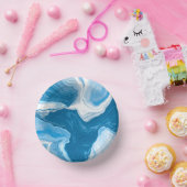 Blaue und weiße Flüssig-Kunstmarmor Pappteller (Party)