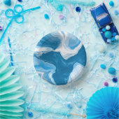 Blaue und weiße Flüssig-Kunstmarmor Pappteller (Party)