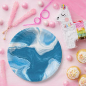 Blaue und weiße Flüssig-Kunstmarmor Pappteller (Party)