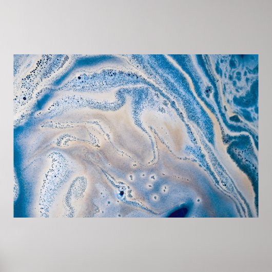 Blaue und weiße flüssige Kunst Poster (Vorne)