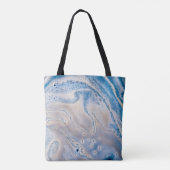Blaue und weiße flüssige Kunst Tasche (Rückseite)