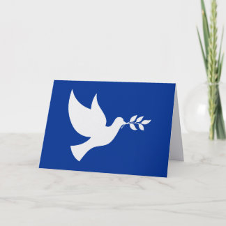 Blaue und weiße Friedenstaube Feiertagskarte