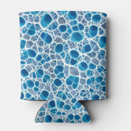 Blaue und weiße Frostfantasie Abstraktes Eismosaik Dosenkühler (Rückseite)