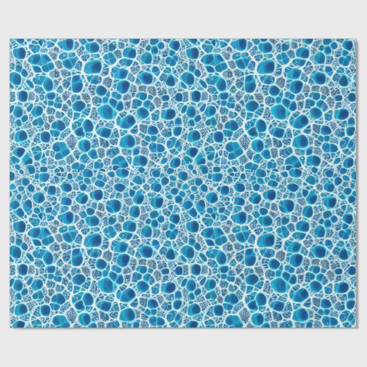 Blaue und weiße Frostfantasie Abstraktes Eismosaik Geschenkpapier (Flach)