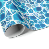 Blaue und weiße Frostfantasie Abstraktes Eismosaik Geschenkpapier (Rolleneckpunkt)