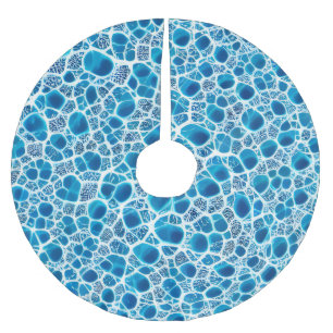Blaue und weiße Frostfantasie Abstraktes Eismosaik Polyester Weihnachtsbaumdecke