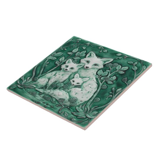 Blaue und weiße Füchse Holztiere Fliese (Seite)