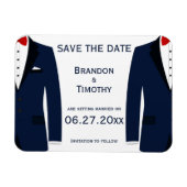 Blaue und weiße Gay-Hochzeit retten Datums-Magnete Magnet (Horizontal)