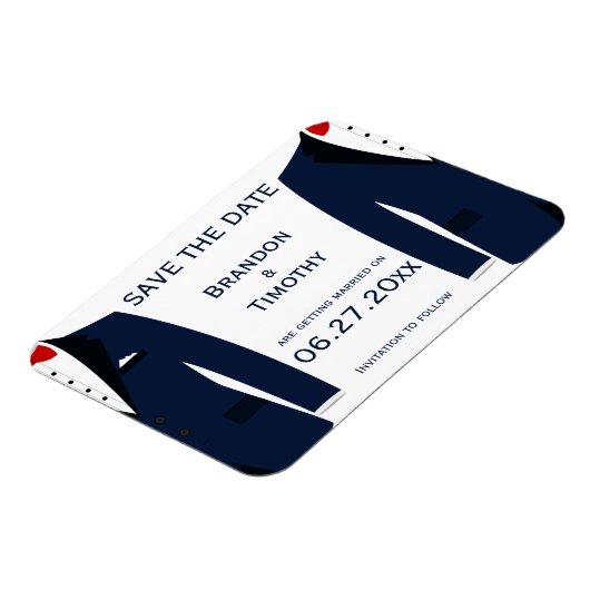 Blaue und weiße Gay-Hochzeit retten Datums-Magnete Magnet (Linke Seite)