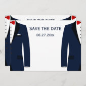 Blaue und weiße Gay-Hochzeit retten Termine Save The Date (Vorne/Hinten)