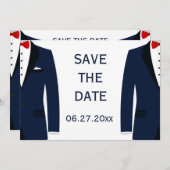 Blaue und weiße Gay-Hochzeit speichern Sie die Dat Save The Date (Vorne/Hinten)