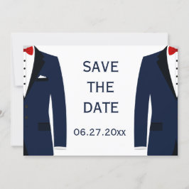 Blaue und weiße Gay-Hochzeit speichern Sie die Dat Save The Date