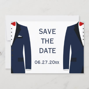 Blaue und weiße Gay-Hochzeit speichern Sie die Dat Save The Date