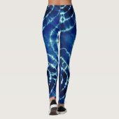 Blaue und weiße gefärbte Krawatte Leggings (Rückseite)