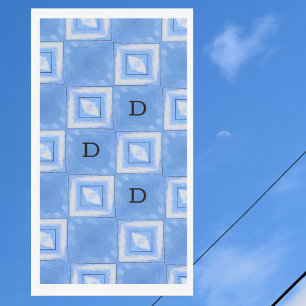 Blaue und weiße Gefärbte Krawatte mit Initialen Serviette