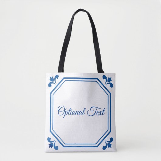 Blaue und weiße Geometrie und Blume Tasche (Vorderseite)