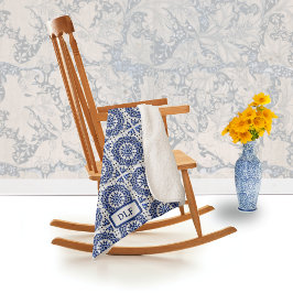 Blaue und weiße, gepolsterte Töpfereien Sherpadecke