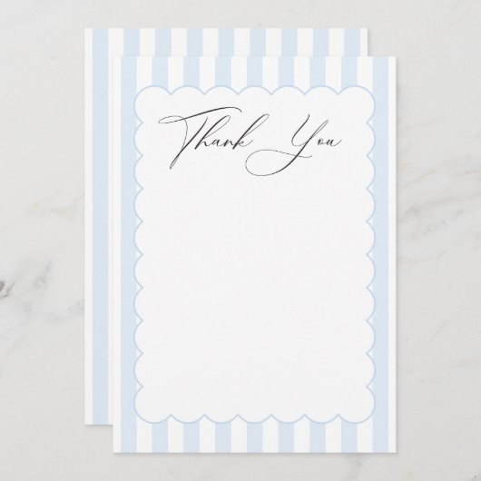 Blaue und weiße gestreifte danken Ihnen Karten (Vorne/Hinten)