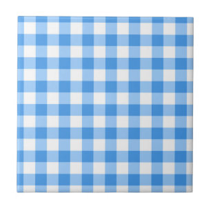 Blaue und weiße Gingham-Karo-Muster Fliese