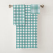 Blaue und weiße Gingham-Karo-Muster kariert Badhandtuch Set (Insitu)