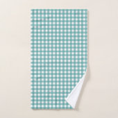 Blaue und weiße Gingham-Karo-Muster kariert Badhandtuch Set (Handtuch)