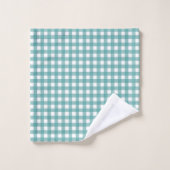 Blaue und weiße Gingham-Karo-Muster kariert Badhandtuch Set (Waschlappen)