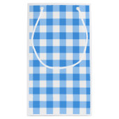 Blaue und weiße Gingham-Karo-Muster Kleine Geschenktüte (Rückseite)