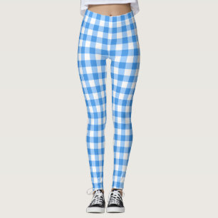 Blaue und weiße Gingham-Karos Leggings