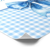 Blaue und weiße Gingham und Schleife im Prep-Stil Poster (Ecke)