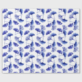 Blaue und weiße Gingko-Blätter Geschenkpapier (Flach)